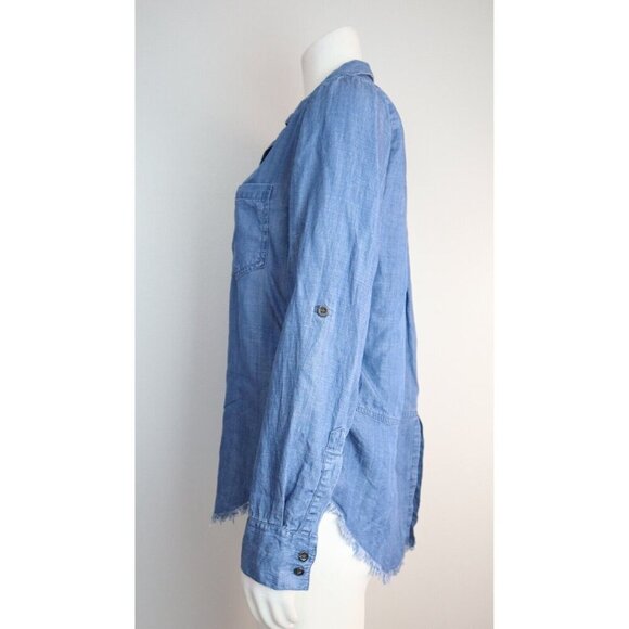 WOMEN'S BLUE DENIM BUTTON-UP TUNIC TOP - VELVET HEART - SIZE S - Picture 3 of 6